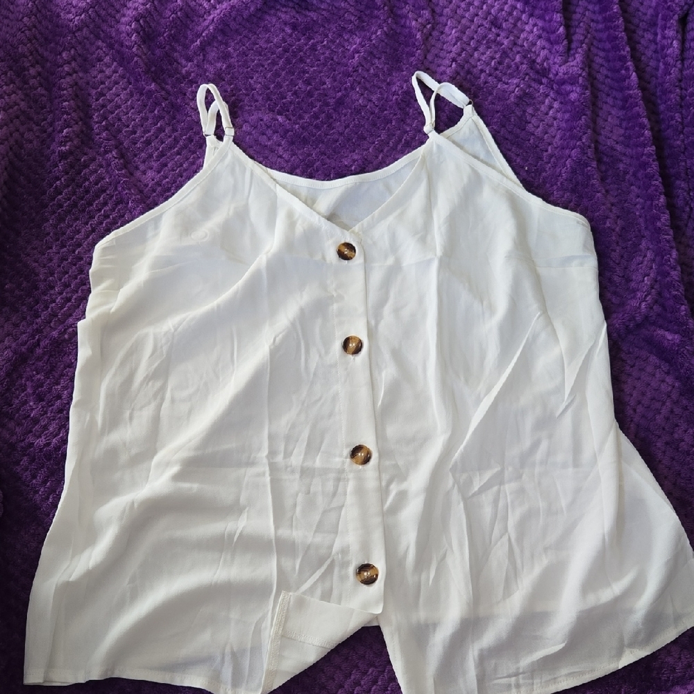 White Button-Down Camisole Top